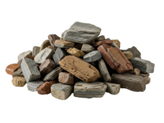 Rock debris natural stone fragments isolated clean white background