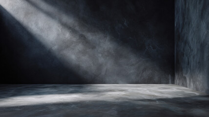 Dark Moody Concrete Studio Wall. High-resolution dark moody studio wall background with concrete texture and soft shadows. Perfect for cinematic product shots, portraits, or dramatic visual design.