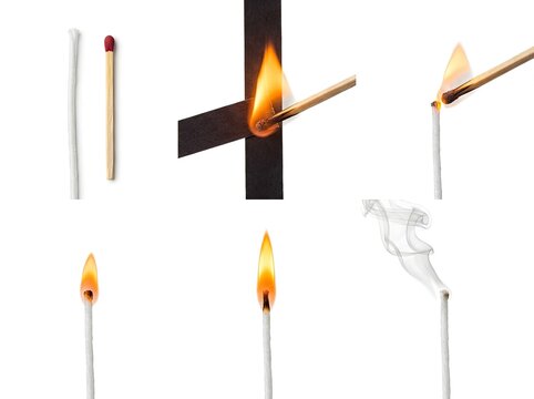 Lighting a white fuse: sequence from match strike to smoke