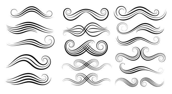 Elegant flourish designs and decorative swirls add sophisticated flair to any creative project, enhancing visual appeal with timeless grace.