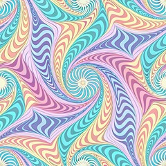 Fototapeta premium Pastel colored psychedelic vortex pattern with swirling stripes creating an optical illusion effect