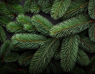 green fir branch top view