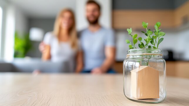 Young couple saving for their dream home with hope and determination - Powered by Adobe