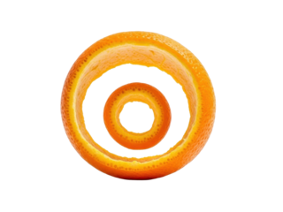 Orange peel spiral curled bright isolated clean white background