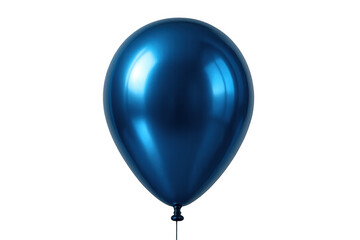 Shiny blue metallic balloon floating, celebrating party, birthday, anniversary, event on transparent background