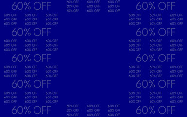 Fototapeta premium Vibrant Blue Background with Repeated 60% OFF Text for Sale and Discount Promotions