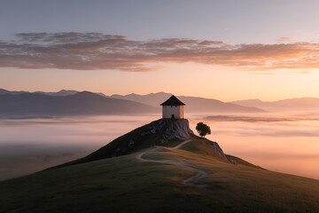 travel photography, dramatic sky and stone textures at sunrise over a historic eastern european castle capture a travel aesthetic