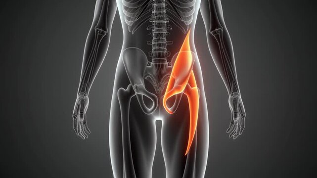 Human Psoas Major Muscle Anatomy Highlighted in Orange