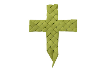 Obraz premium Woven palm leaf cross for palm sunday and easter