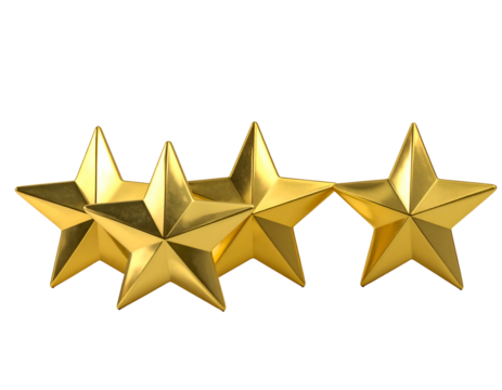 Golden stars shining brightly on black background