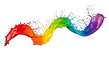 Vibrant Rainbow Splash: A dynamic splash of paint bursts forth in a spectrum of colors, symbolizing creativity and the vivid essence of art and design.
