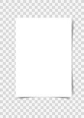 Blank paper with shadow on transparent stock illustration