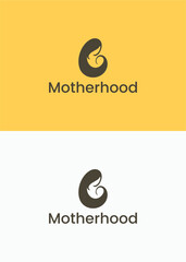 Minimalist Motherhood Logo with Abstract Mother and Child Symbol