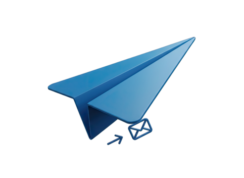 Blue Paper Airplane Sending Email Icon Isolated On White Background With Soft Shadows Digital Art