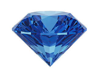 Brilliant Cut Blue Gemstone With Faceted Surfaces and Sharp Edges Isolated on a Black Background Showing Refraction and Reflection