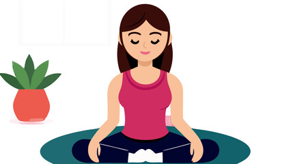 Woman in lotus pose meditating for inner peace and health