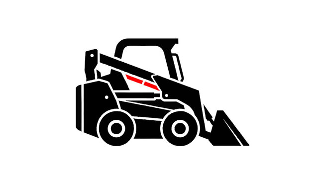 Vector illustration&nbsp;of black and white icon graphic of a skid steer loader machine isolated on transparent background