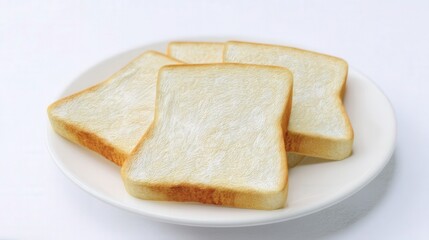 Fresh Sliced Toast Bread on White Plate. Generative AI
