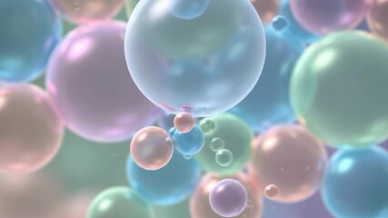 Pastel iridescent bubbles floating in a dreamy, softfocus abstract background - Powered by Adobe