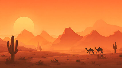 Desert and camels