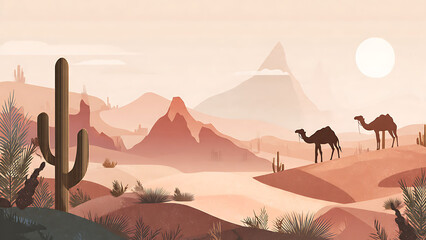 Desert and camels