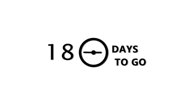 Counting 88 days to go animation.  Count days with clock icon. Countdown days left animation.