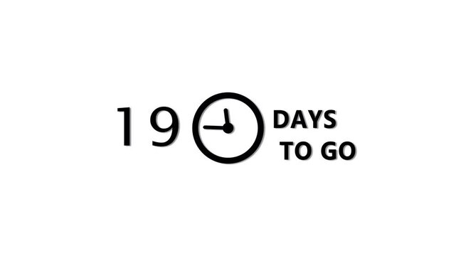 Counting 93 days to go animation.  Count days with clock icon. Countdown days left animation.