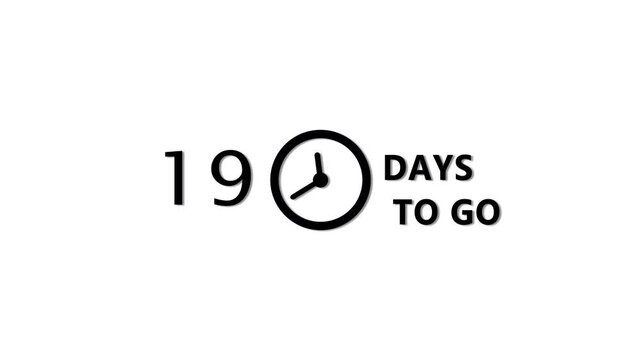 Counting 92 days to go animation.  Count days with clock icon. Countdown days left animation.