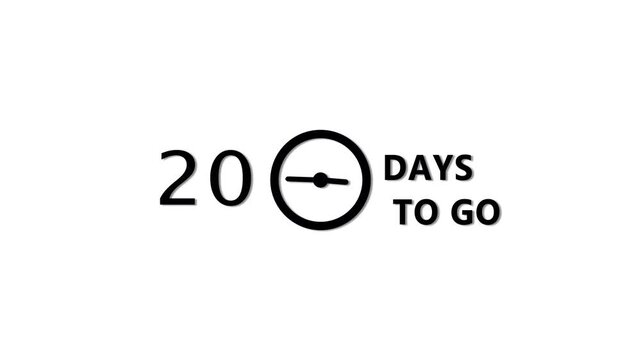 Counting 94 days to go animation.  Count days with clock icon. Countdown days left animation.