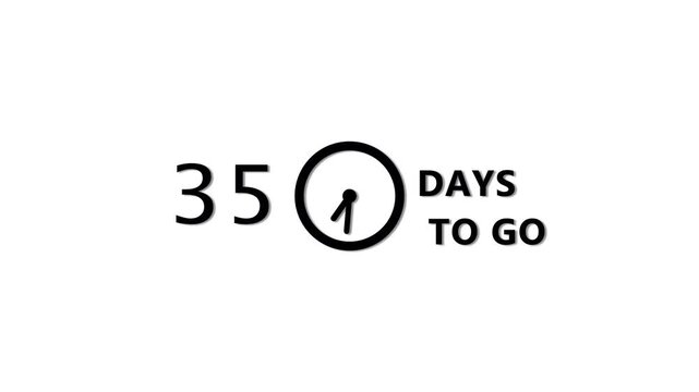 Counting 79 days to go animation.  Count days with clock icon. Countdown days left animation.