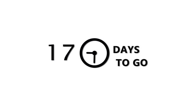 Counting 83 days to go animation.  Count days with clock icon. Countdown days left animation.