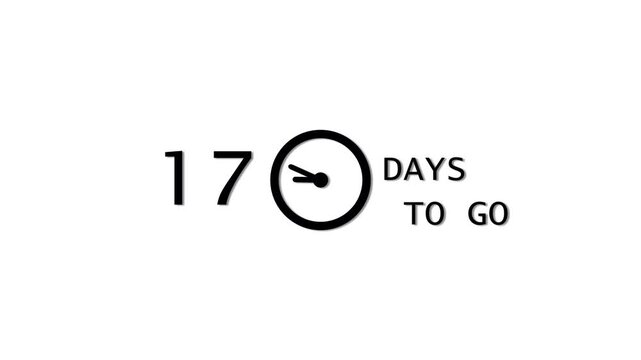 Counting 82 days to go animation.  Count days with clock icon. Countdown days left animation.