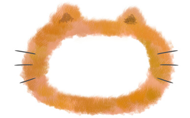 もこもこ手描き猫イラストフレーム素材