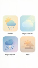 Pastel Weather Condition Icons in Soft Gradient Style