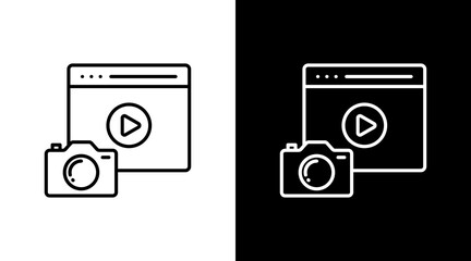Photography Blog White Icon Set Design