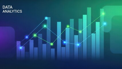 Abstract data analytics visualization with bar graph and connecting lines concept