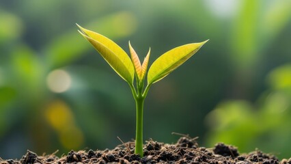 Close-up of vibrant green sprout emerging from soil symbolizes new beginnings growth and hope