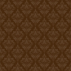 Brown damask pattern vector in a seamless classic style, an elegant damask pattern vector for luxury decorative design, perfect refined damask pattern vector for textiles and wallpapers