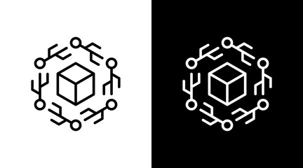 Technology Integration White Icon Set Design