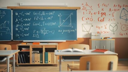 Classic Classroom Scene With Chalkboard Mathematics. - Powered by Adobe