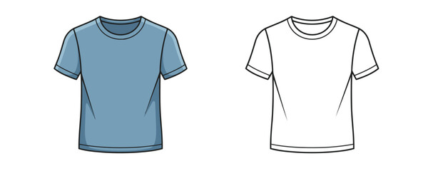 Blank light blue and white color short sleeve men's crew neck t-shirt template design vector illustration for fashion apparel mock-up and corporate branding concept