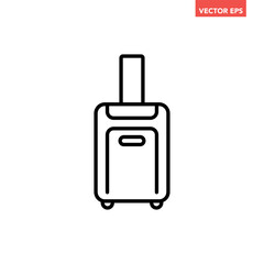 Black single suitcases line icon, simple travel luggage flat design pictogram vector for app ads web button ui interface elements isolated on white background