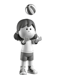 Playful young girl reaching for ball.