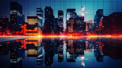 city skyline at night