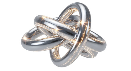 Silver Knot Symbol Interconnected Rings 3D Illustration