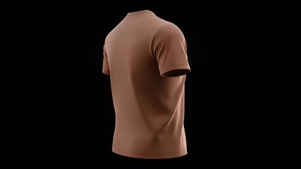 Stylish earthy brown t-shirt spinning for fashion catalog display creating dynamic apparel video content perfect for retail ads