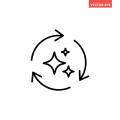 Single round regenerate line icon, simple artificial intelligence prompt cycle flat design vector pictogram, infographic interface elements for app logo web button ui isolated on white background