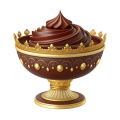 Chocolate mousse dessert in ornate royal golden bowl