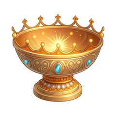 Golden chalice with crown ornate intricate gemstone royal treasure