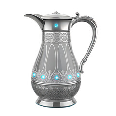 Antique silver pitcher intricate engraving ornate handle decorative detail